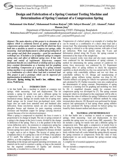 spring testing machine project report pdf|(PDF) Design and Fabrication of a Spring Constant Testing .